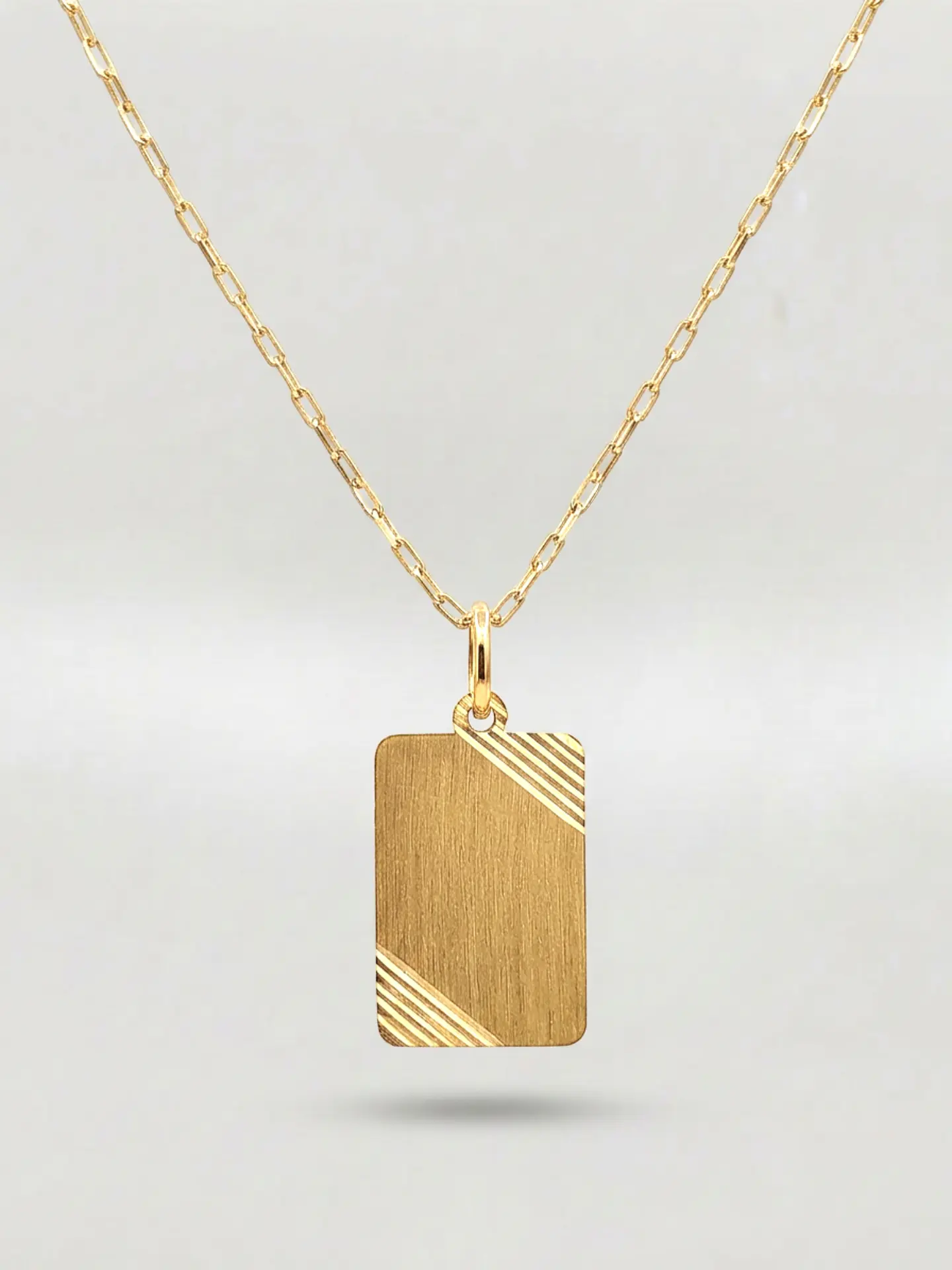 Cadena Identidad Placa Satín Oro 18k 3