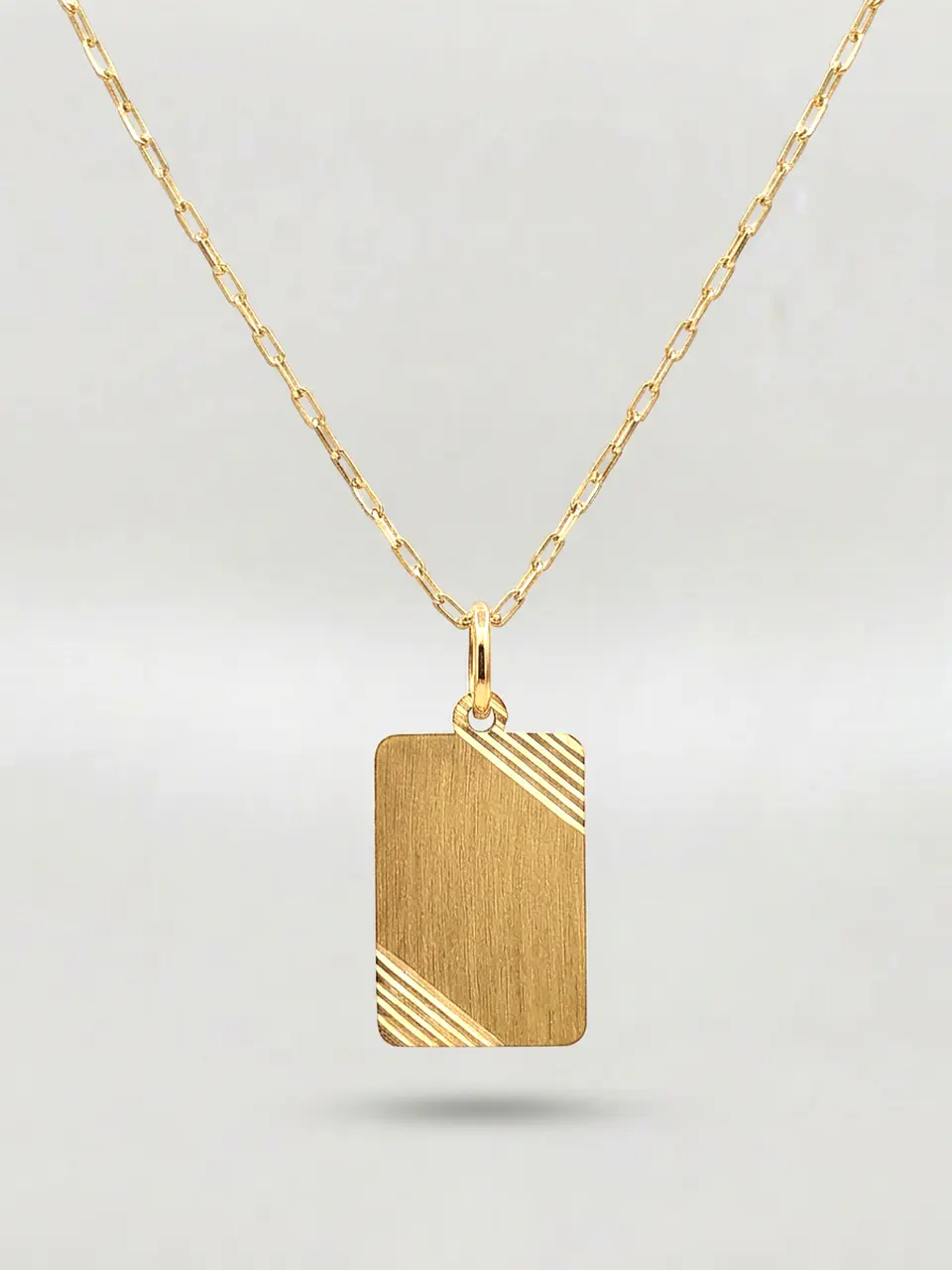 Cadena Identidad Placa Satín Oro 18k 3