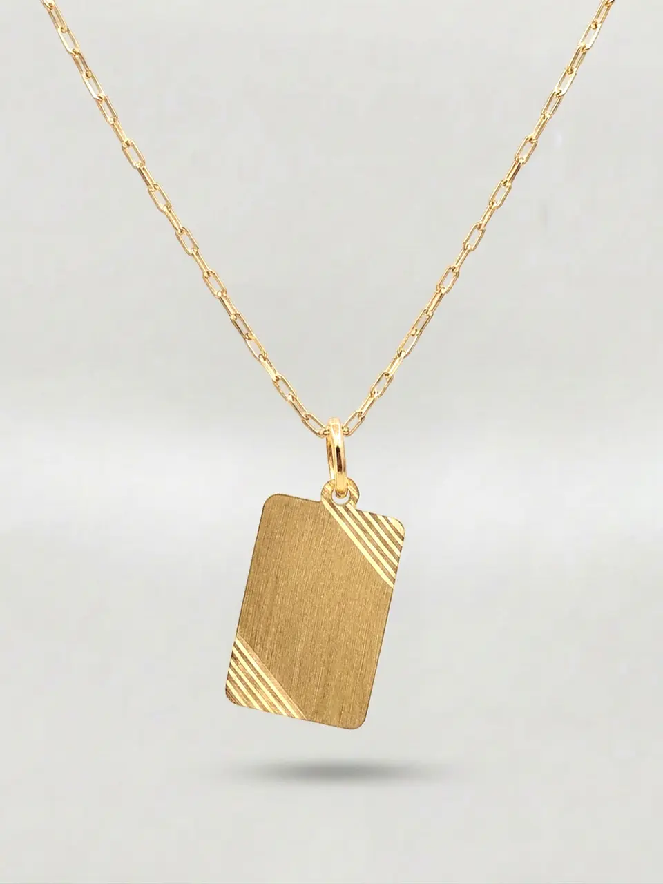 Cadena Identidad Placa Satín Oro 18k 4