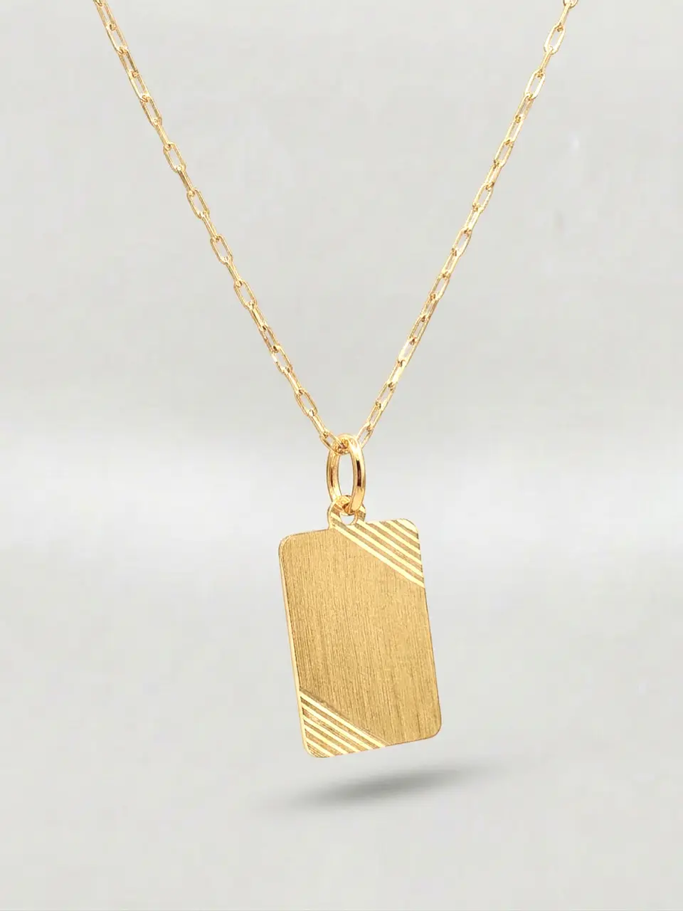 Cadena Identidad Placa Satín Oro 18k 5