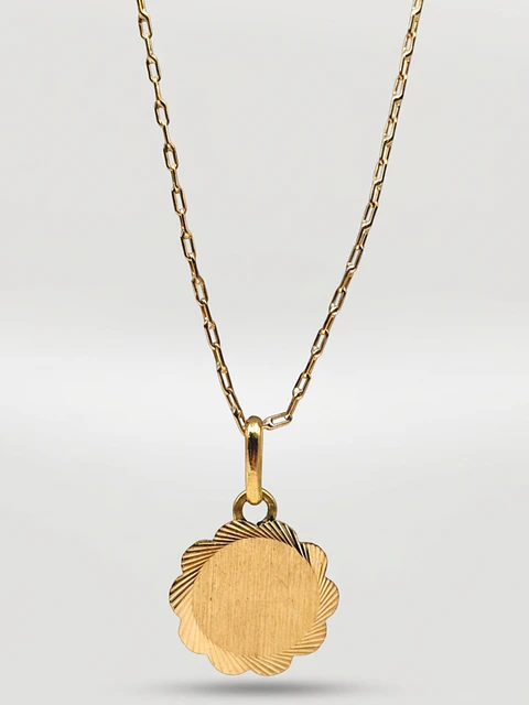 Cadena Disco Flor de Mayo Oro 18k