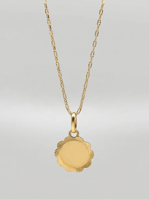 Cadena Disco Flor de Mayo Oro 18k