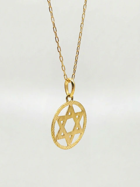 Cadena Estrella de David Satín Sagrada Oro 18k