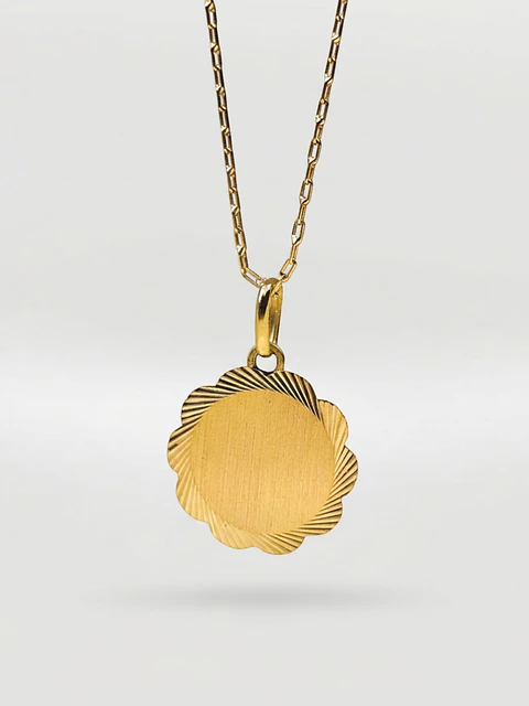 Cadena Disco Flor de Mayo Majestuoso Oro 18k