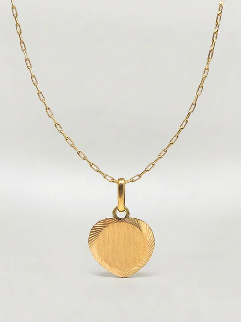 Cadena Corazón Satín Delicado Oro 18k