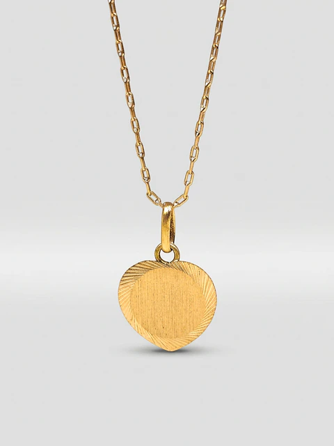 Cadena Corazón Satín Delicado Oro 18k