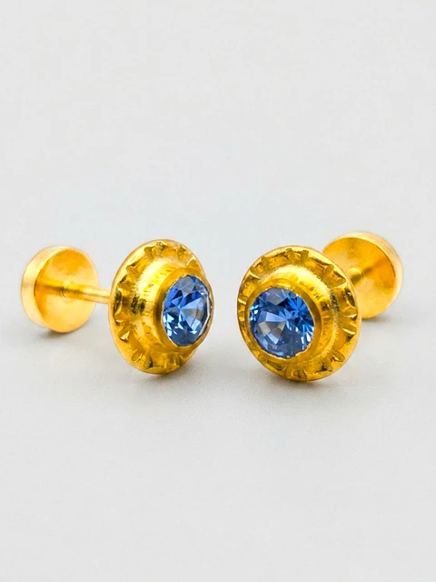 Aros Abridores Flor Mar de Cristal Aguamarina Grande Oro 14k