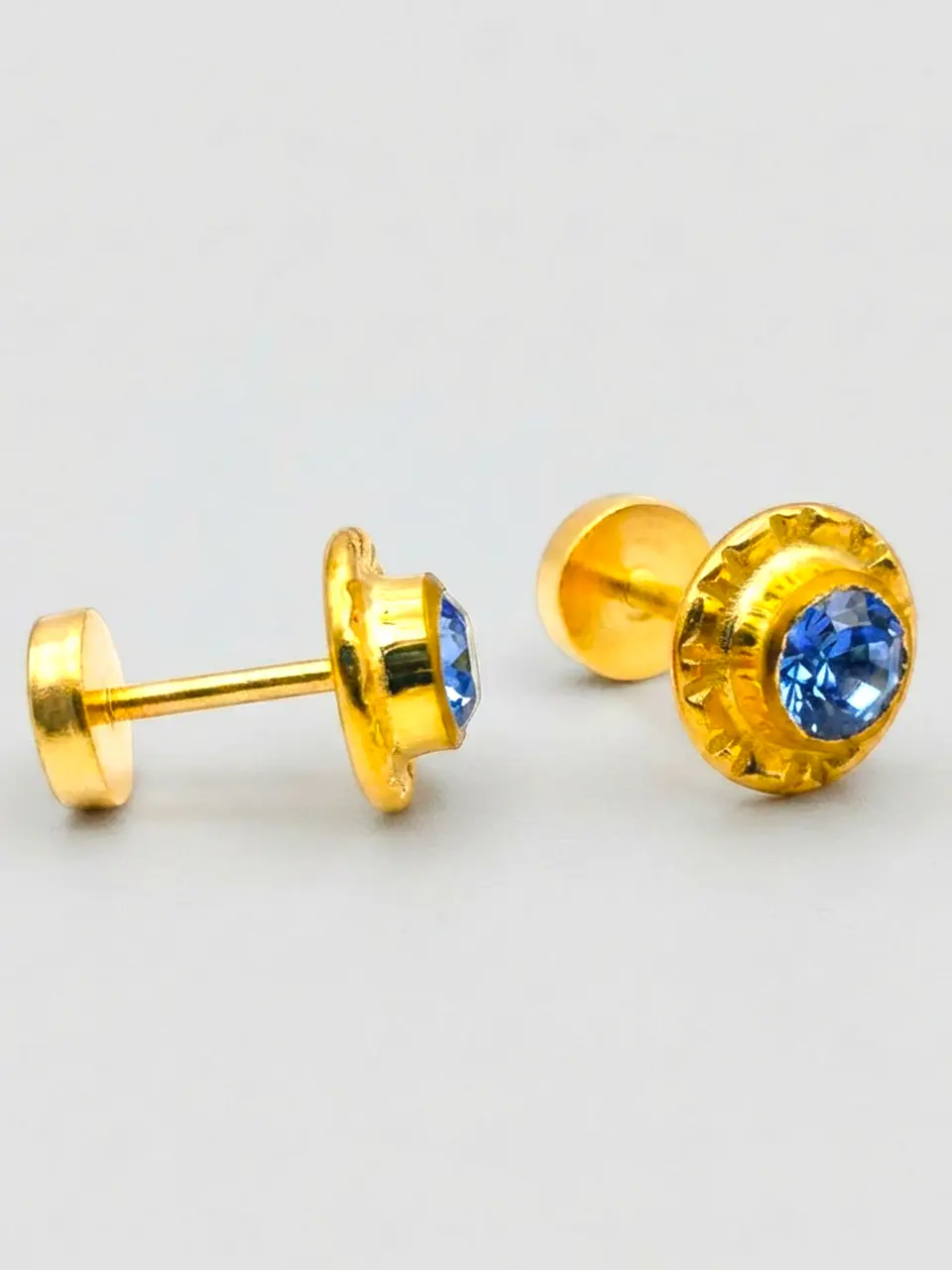 Aros Abridores Flor Mar de Cristal Aguamarina Grande Oro 14k 5
