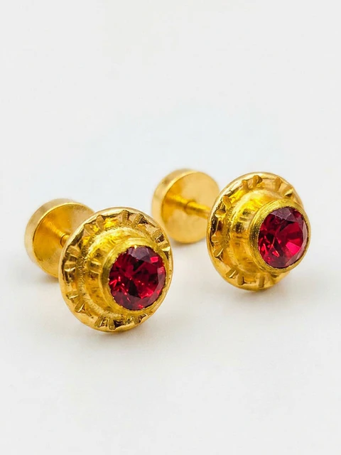 Aros Abridores Flor Pasión de Rubí Grande Oro 14k