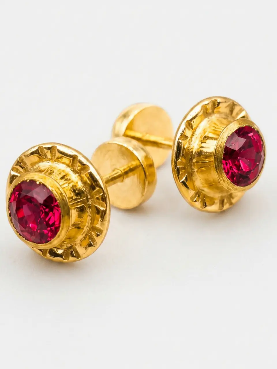 Aros Abridores Flor Pasión de Rubí Grande Oro 14k 1