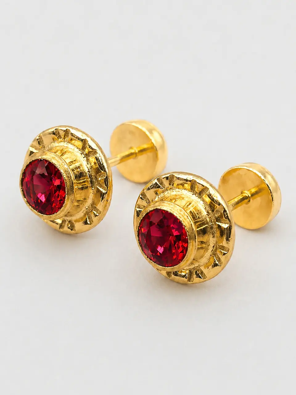 Aros Abridores Flor Pasión de Rubí Grande Oro 14k 5