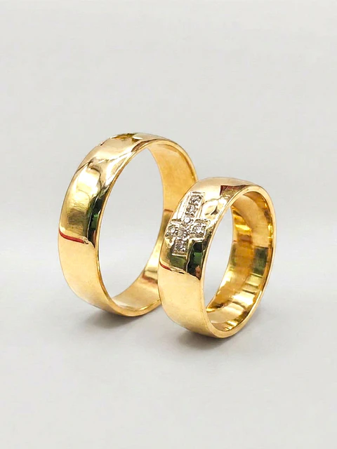 Argollas Matrimonio Fe y Unión con Circones 6 mm Oro 18k