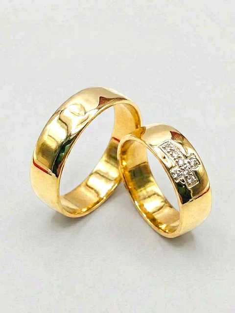 Argollas Nupciales Fe y Unión con Circones 6 mm Oro 18k