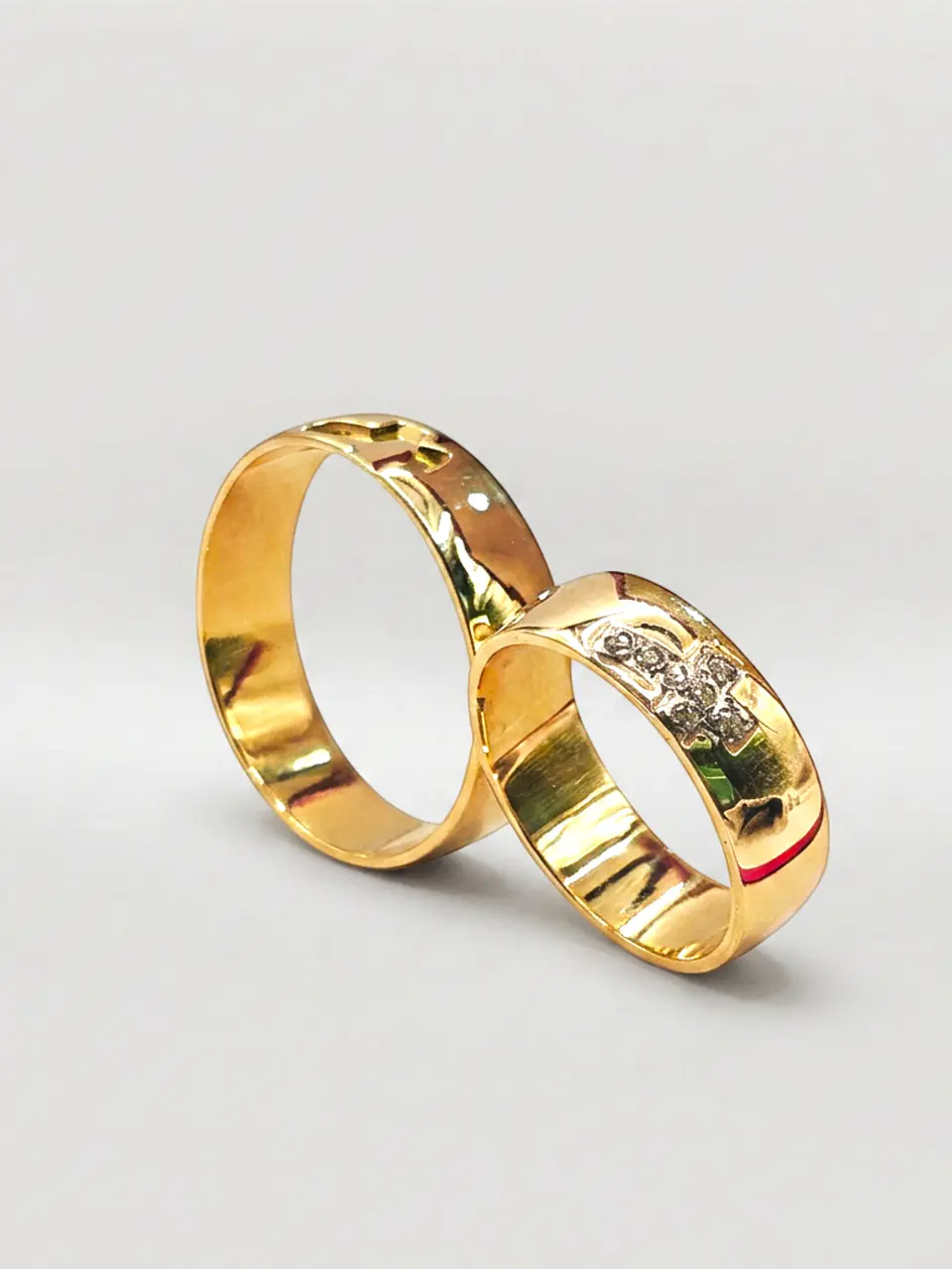 Argollas Nupciales Fe y Unión con Circones 6 mm Oro 18k 4