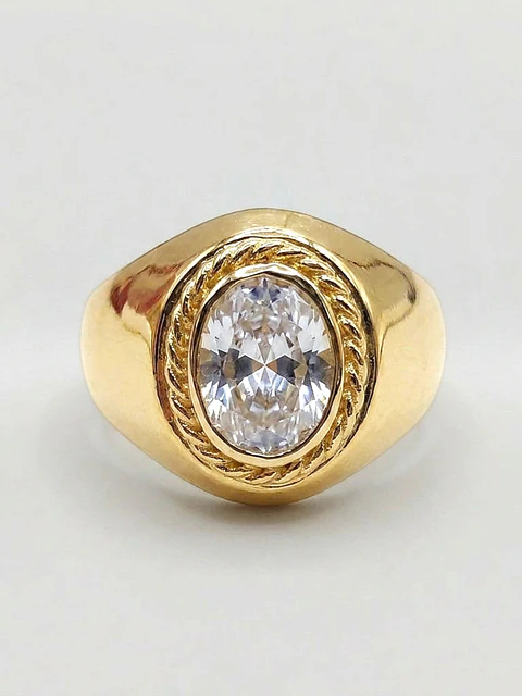 Anillo Estilo Bolocco de Circón Oro 18k