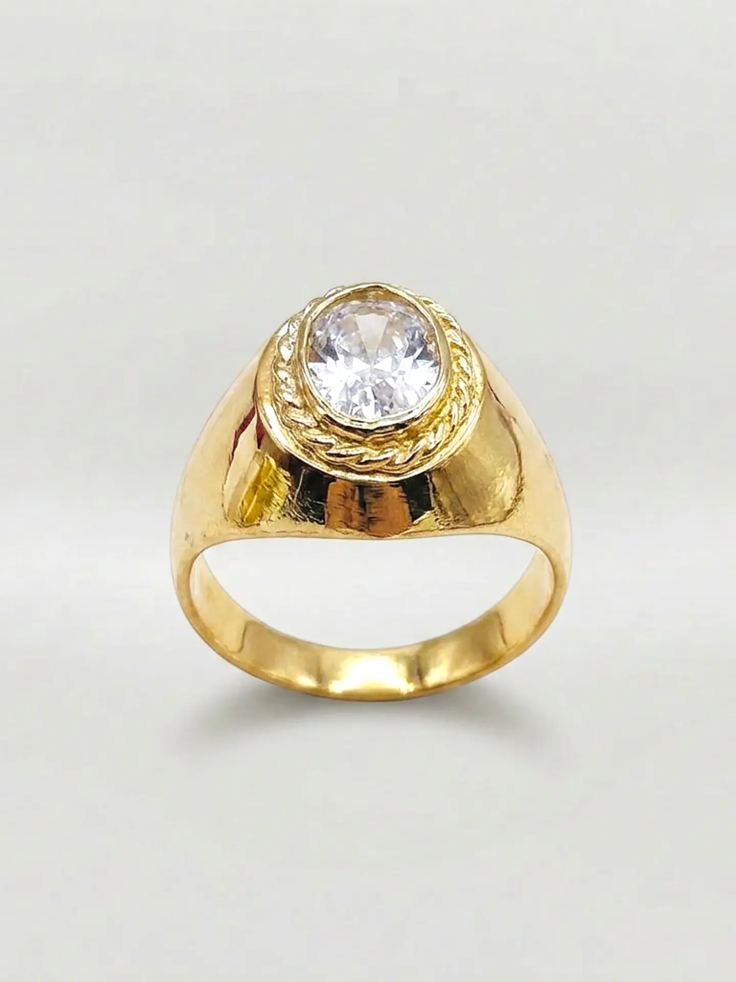 Anillo Estilo Bolocco de Circón Oro 18k 2