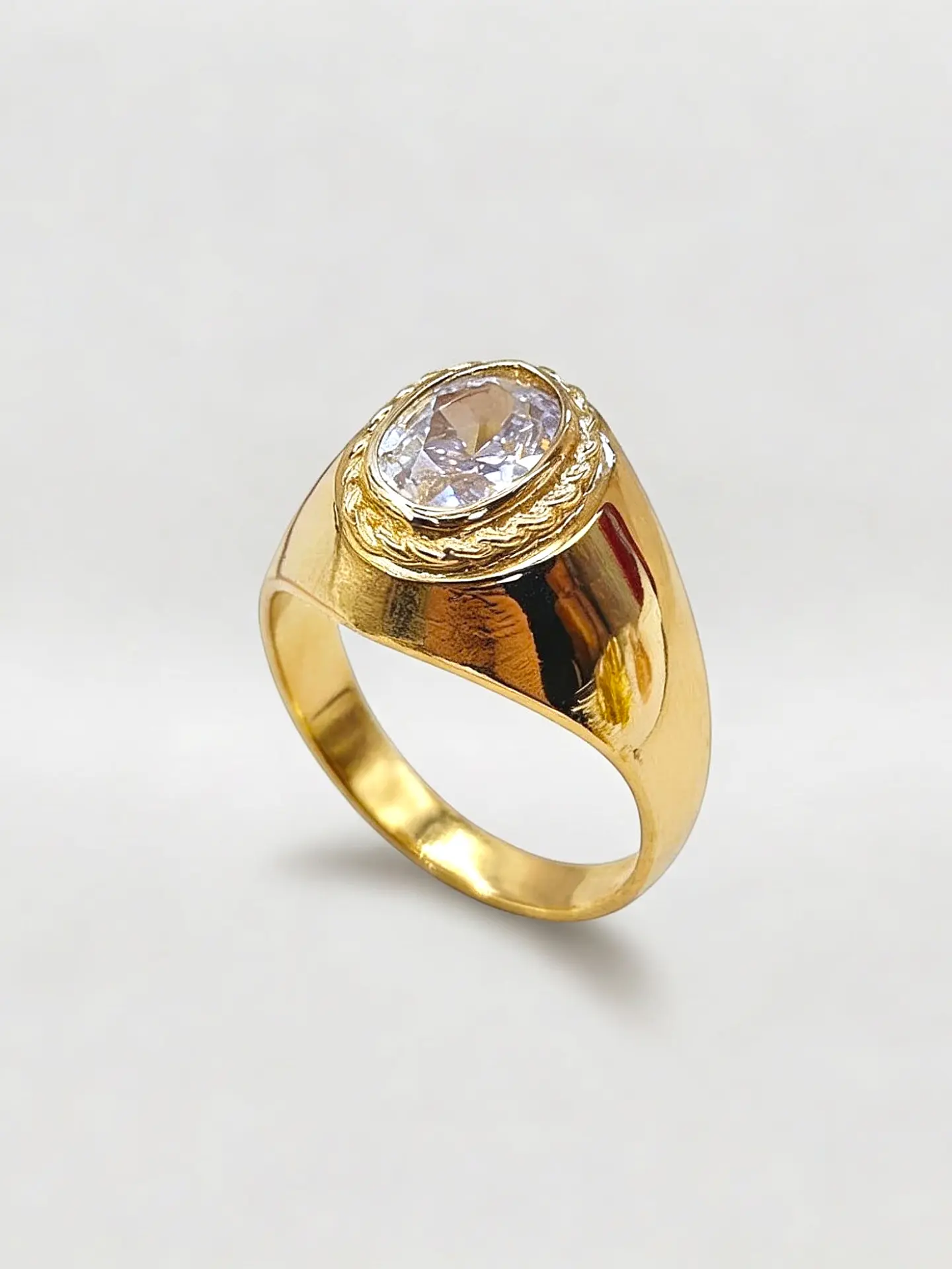 Anillo Estilo Bolocco de Circón Oro 18k 6
