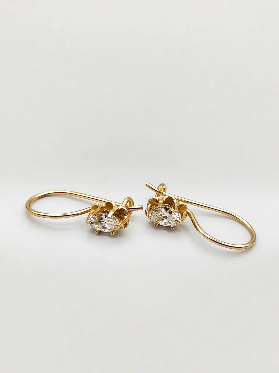 Aros Chatón Italiano Oval Circón Oro 18k 2