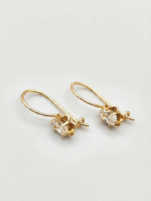 Aros Chatón Italiano Oval Circón Oro 18k