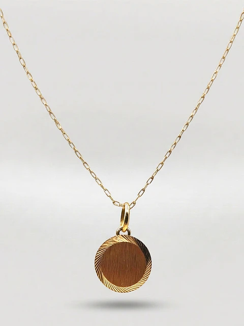 Cadena Disco Espejo Mediano Oro 18k