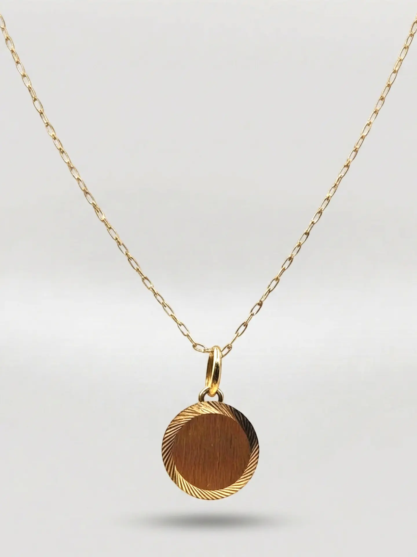 Cadena Disco Espejo Mediano Oro 18k 2