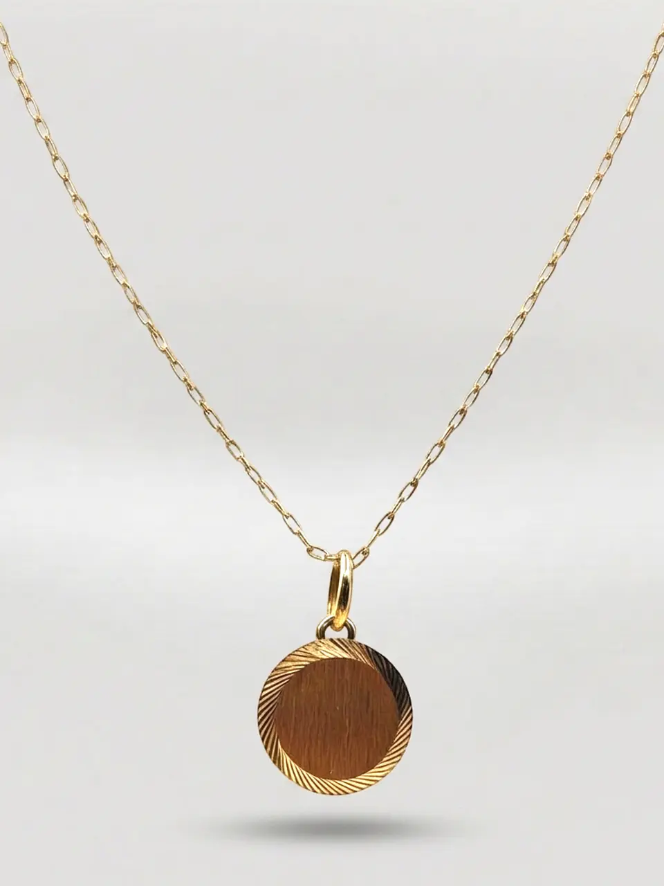 Cadena Disco Espejo Mediano Oro 18k 2