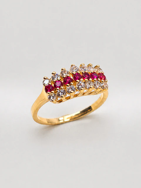 Anillo Condesa Real de Rubí y Circones Oro 18k