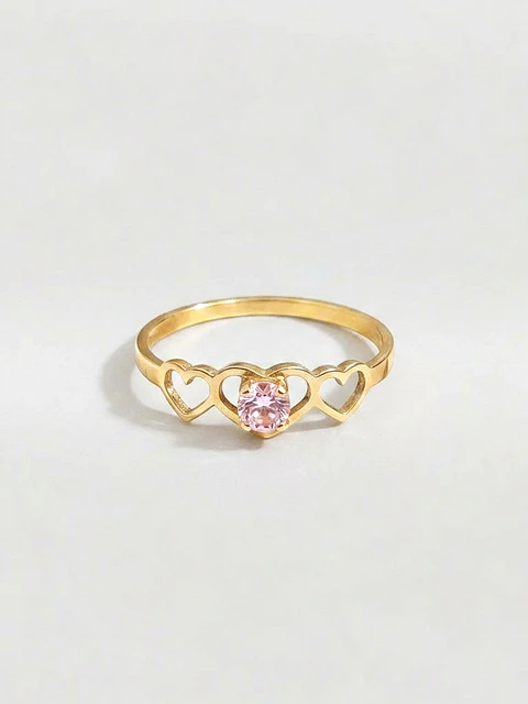 Anillo Trilogía de Corazones Rosa de Francia Oro 18k