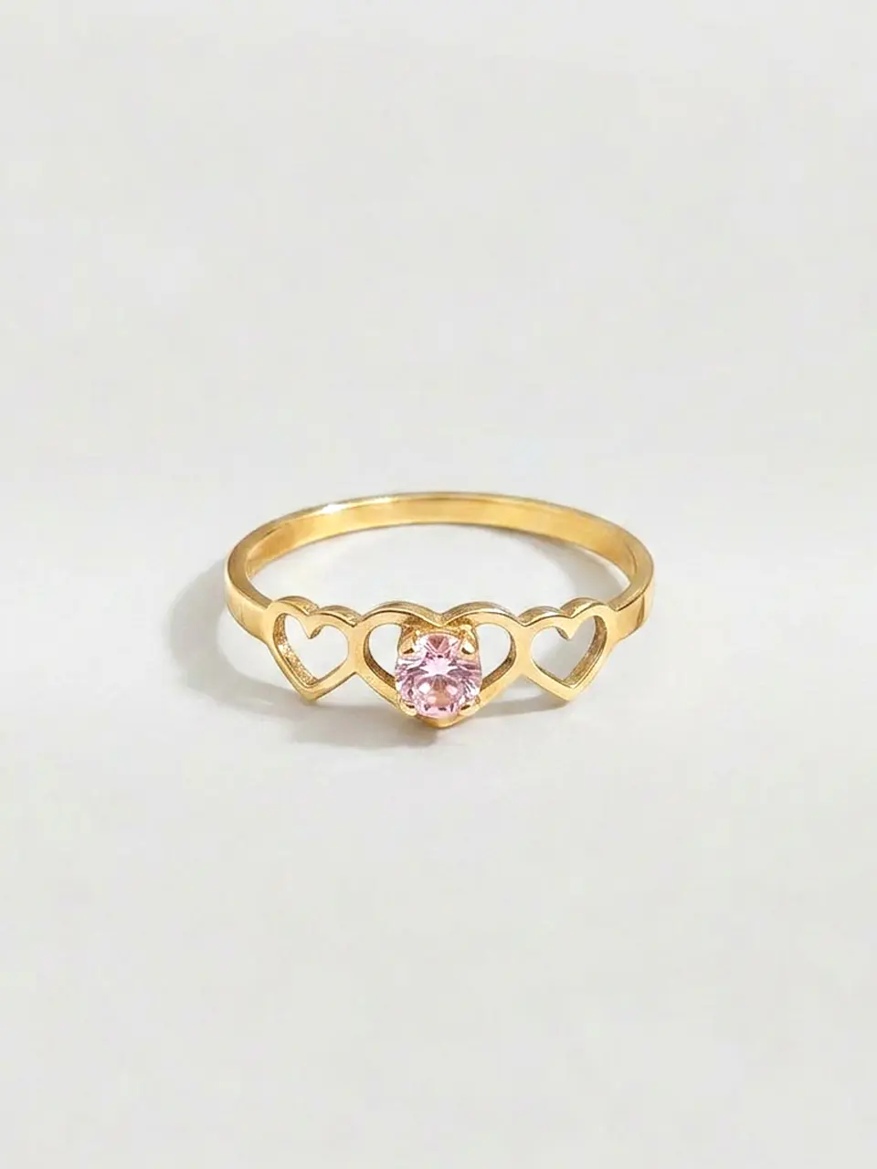 Anillo Trilogía de Corazones Rosa de Francia Oro 18k 1