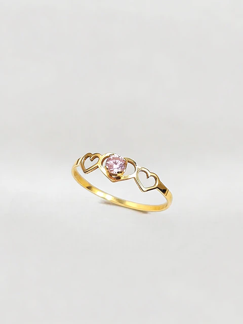 Anillo Trilogía de Corazones Rosa de Francia Oro 18k