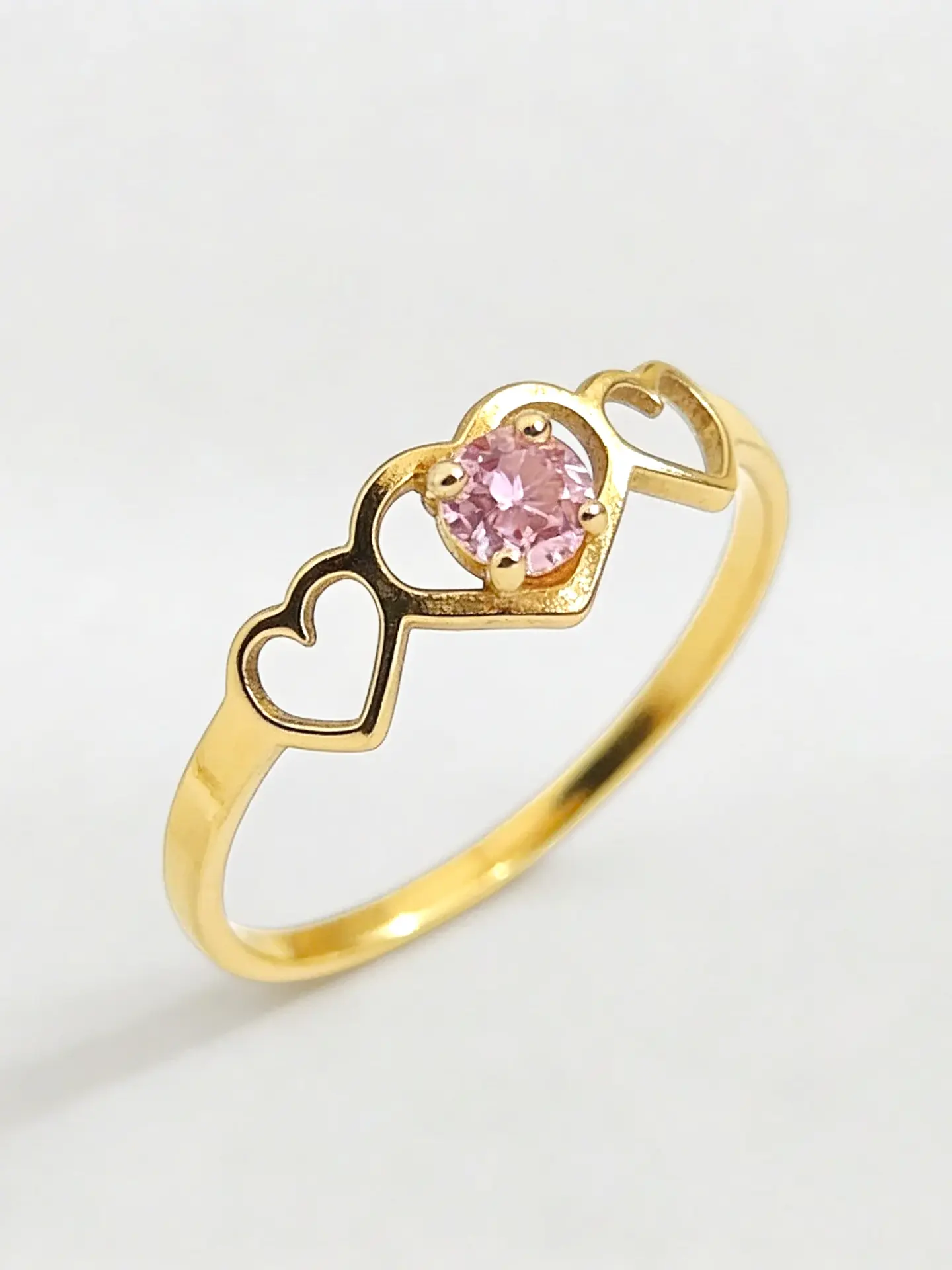 Anillo Trilogía de Corazones Rosa de Francia Oro 18k 3