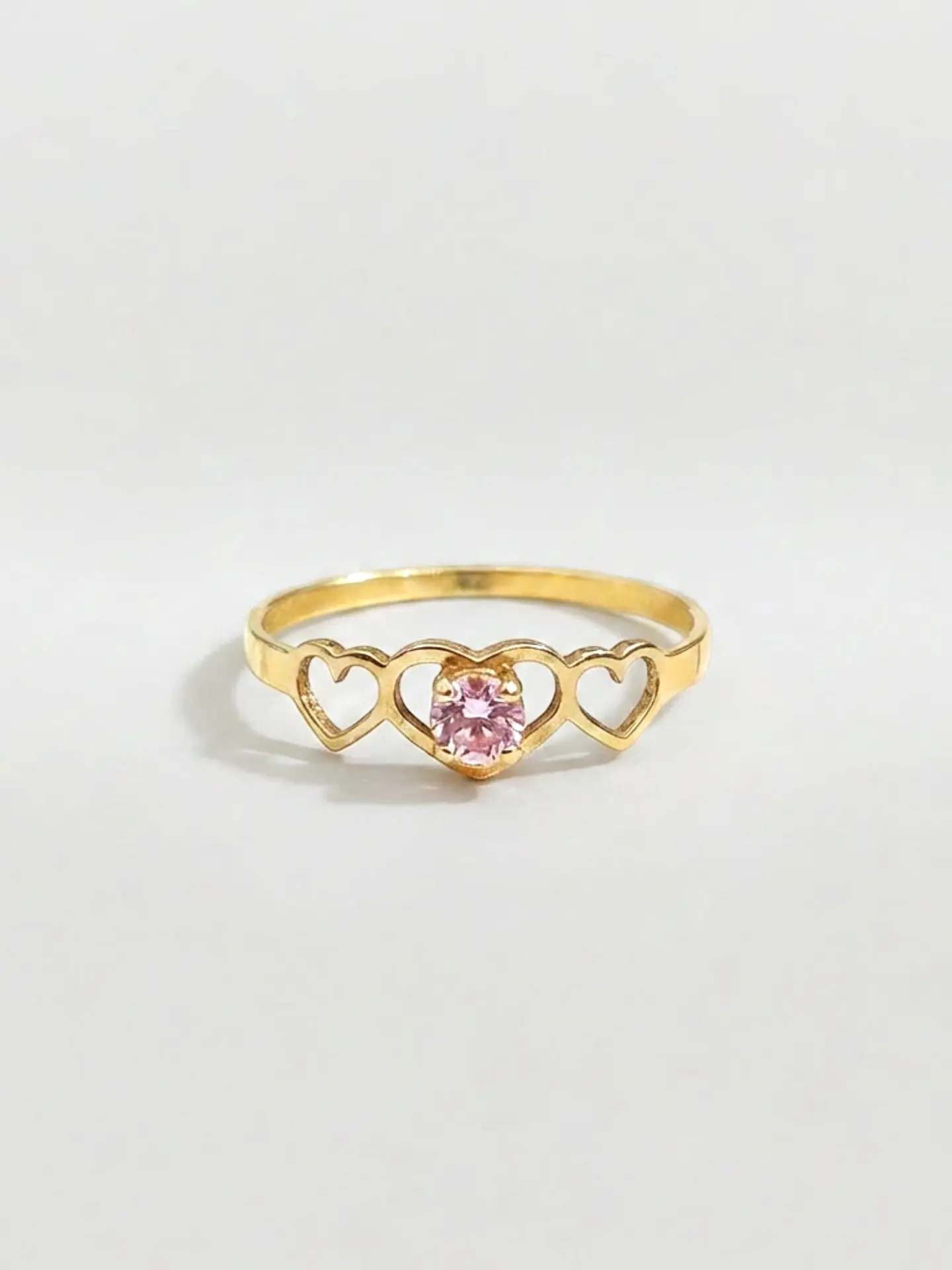 Anillo Trilogía de Corazones Rosa de Francia Oro 18k 4