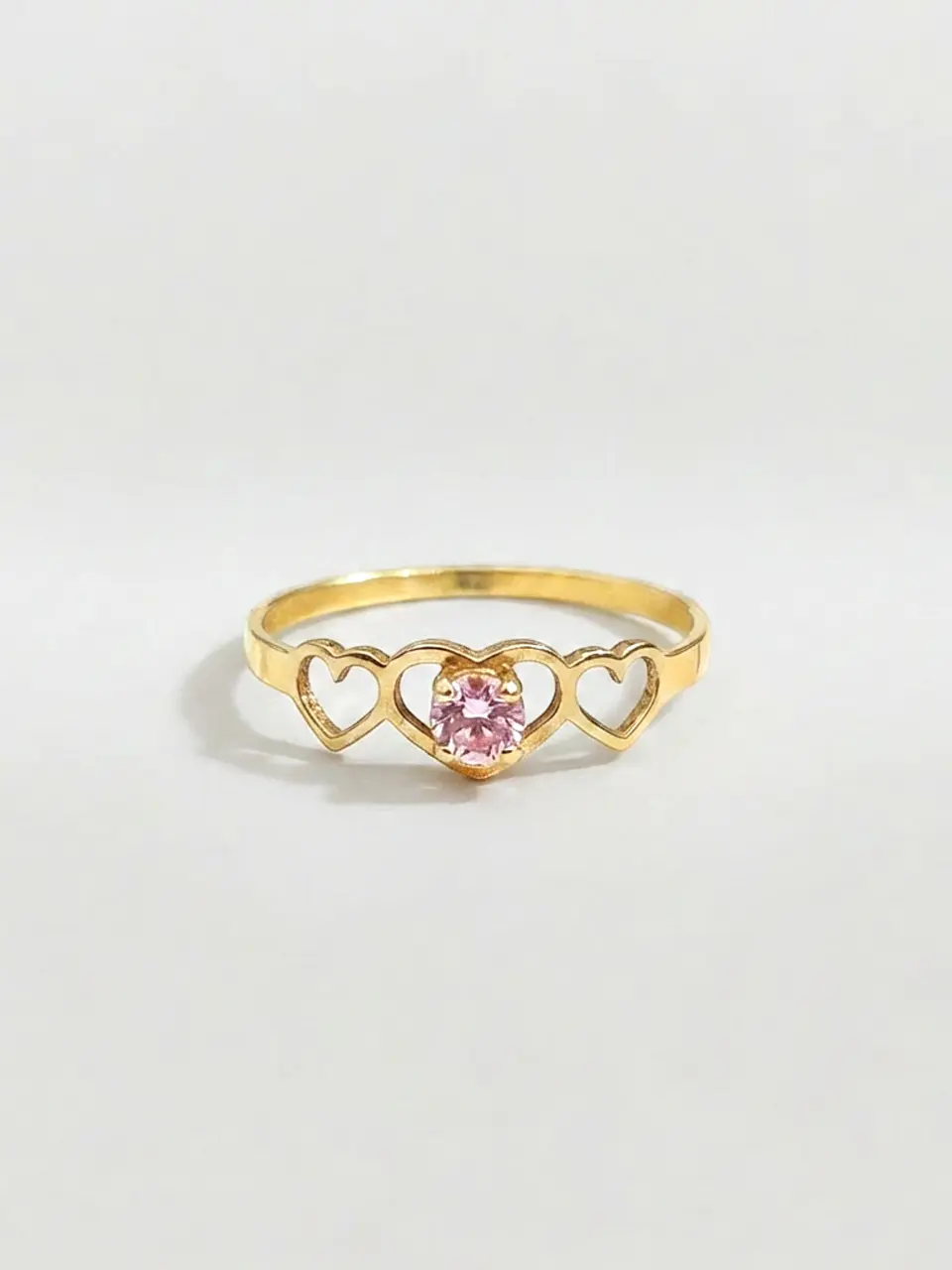 Anillo Trilogía de Corazones Rosa de Francia Oro 18k 4
