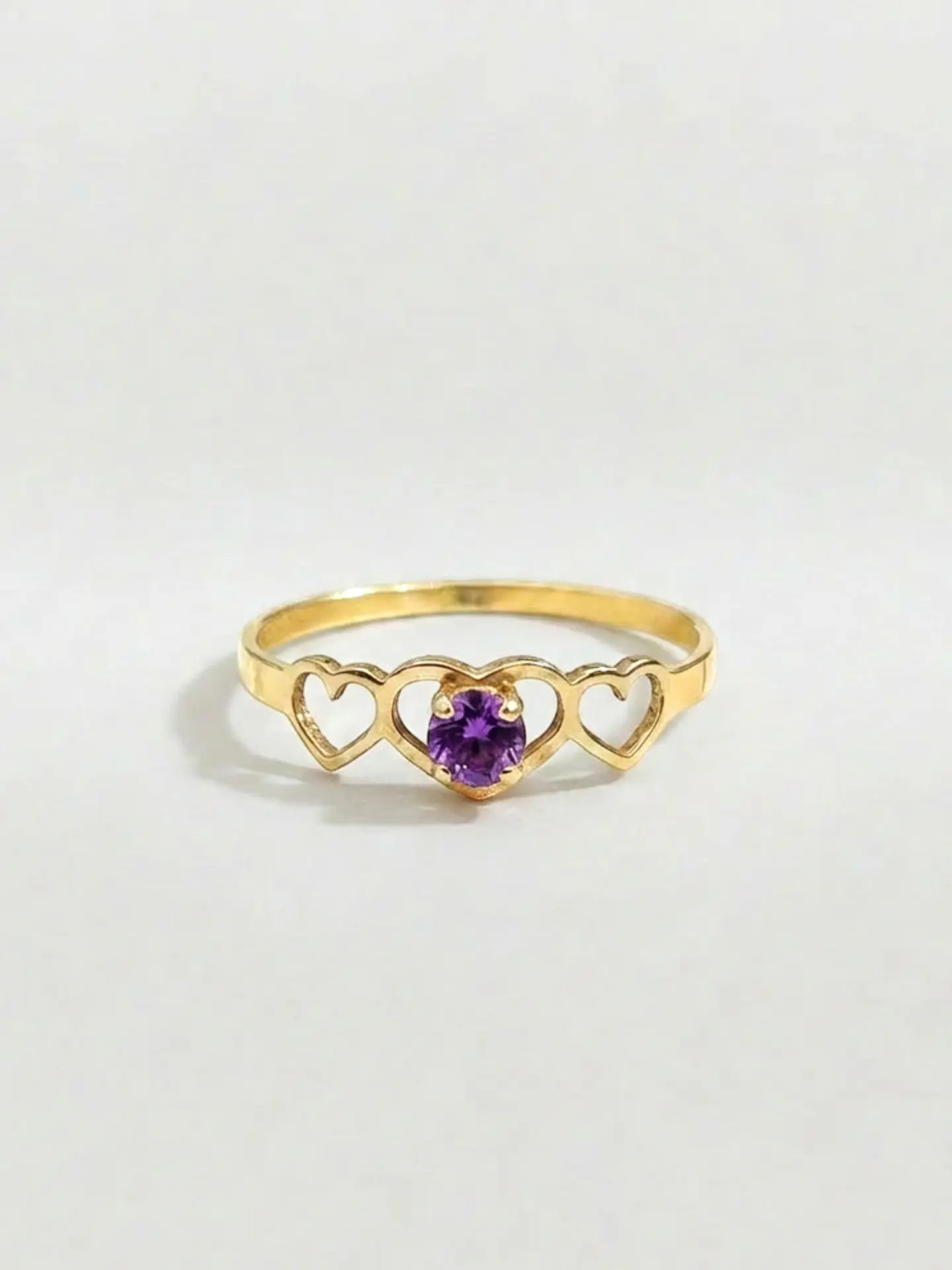 Anillo Trilogía de Corazones Amatista Oro 18k 1