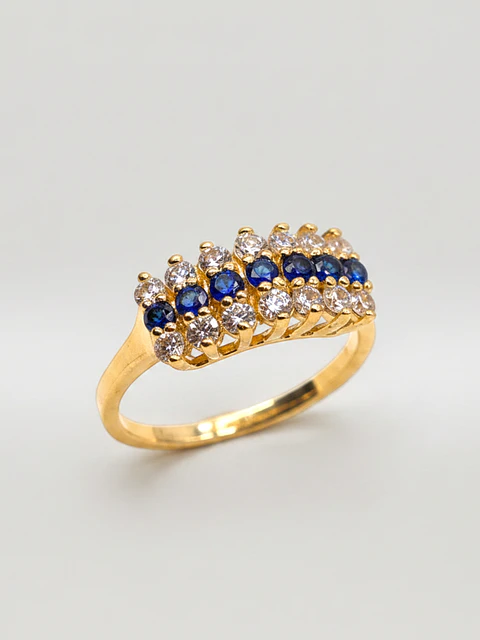 Anillo Condesa Real Zafiro y Circones Oro 18k
