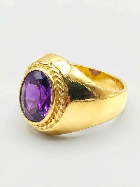 Anillo Estilo Bolocco de Amatista Oro 18k