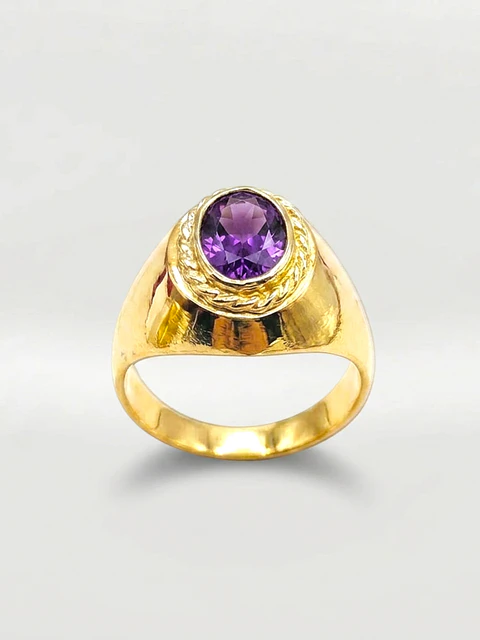 Anillo Estilo Bolocco de Amatista Oro 18k