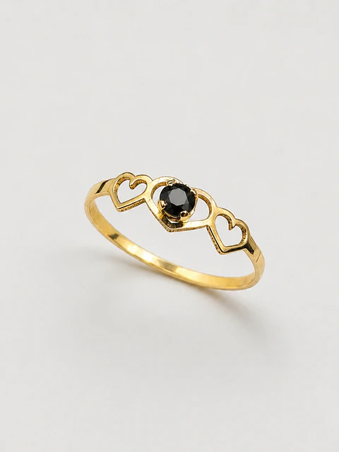 Anillo Trilogía de Corazones Ónix Oro 18k
