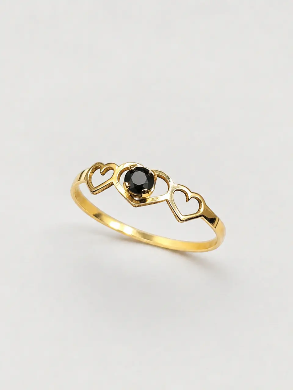 Anillo Trilogía de Corazones Ónix Oro 18k 2