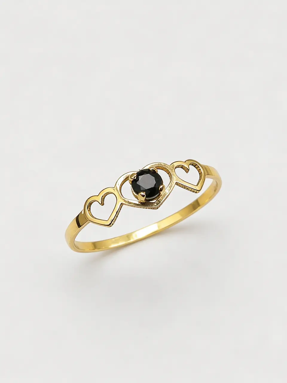Anillo Trilogía de Corazones Ónix Oro 18k 4