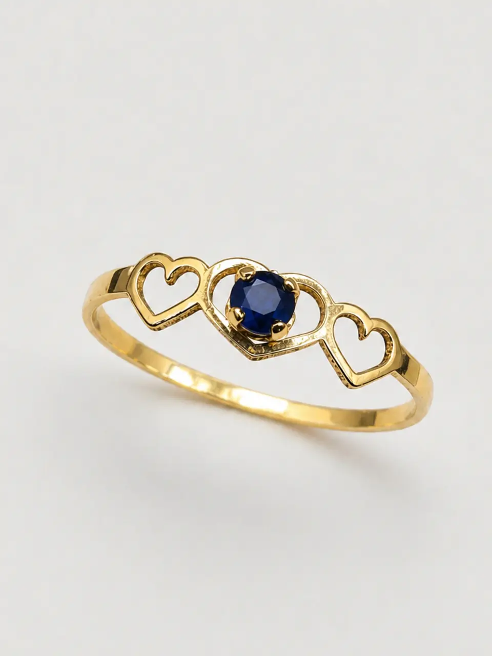 Anillo Trilogía de Corazones Zafiro Oro 18k 1