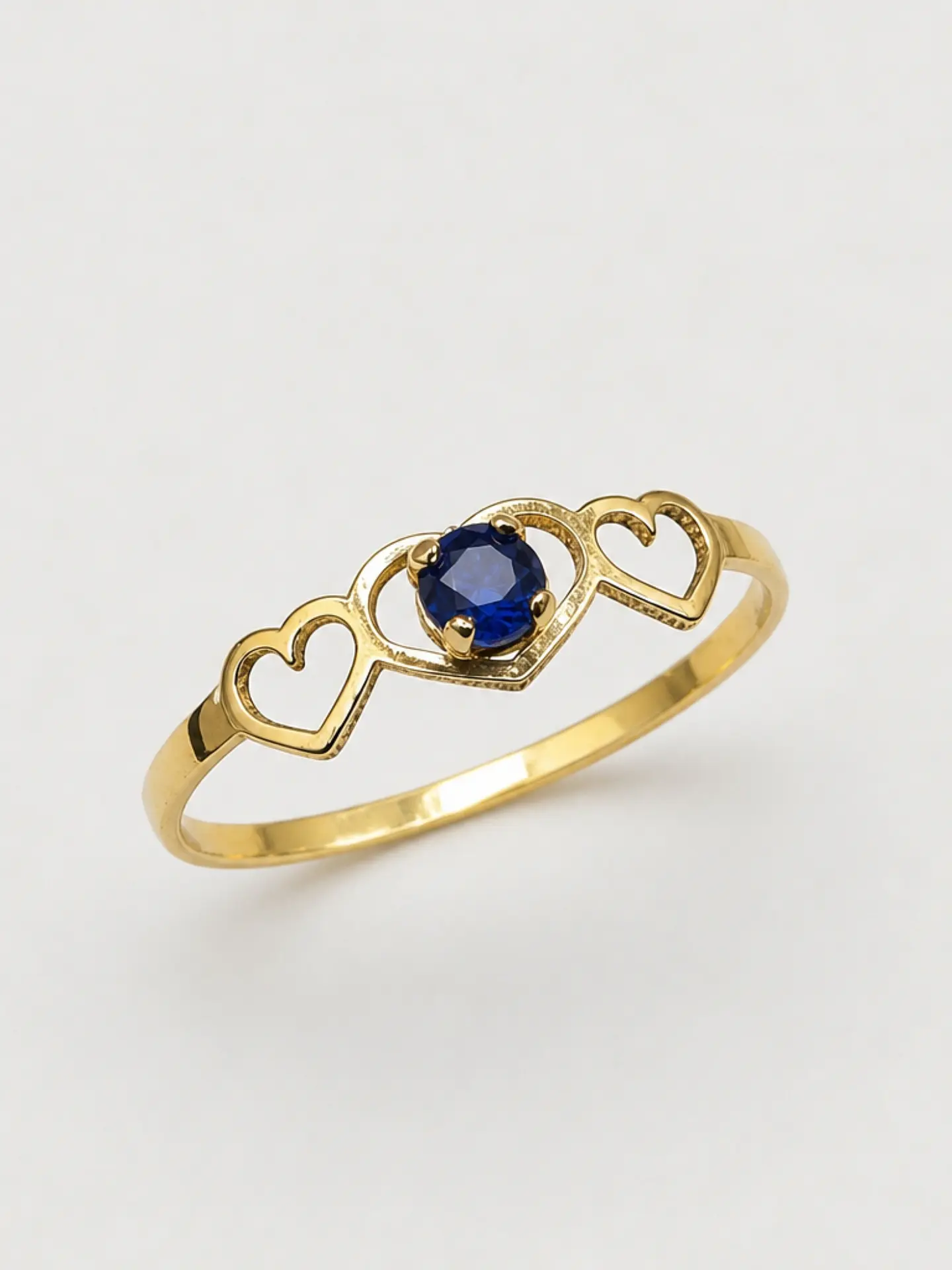 Anillo Trilogía de Corazones Zafiro Oro 18k 4