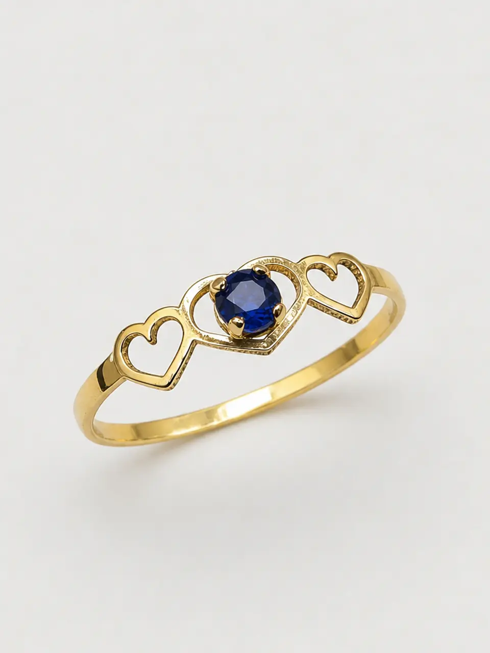 Anillo Trilogía de Corazones Zafiro Oro 18k 4