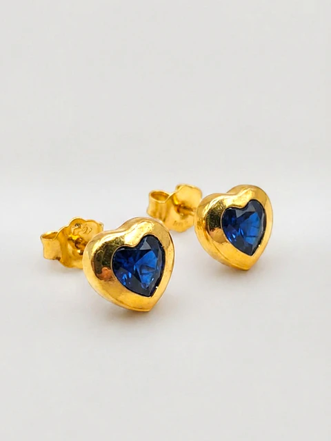 Aros Corazón de Zafiro Real Grande Oro 18k