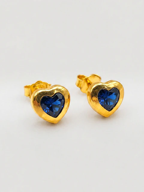 Aros Corazón de Zafiro Real Grande Oro 18k