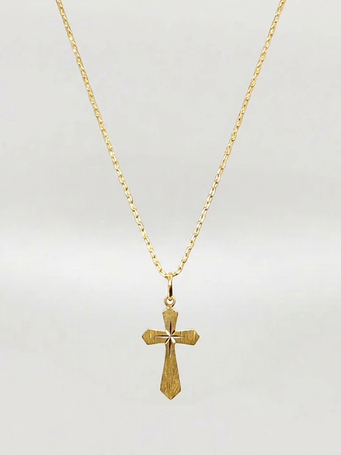 Cadena Devoción con Cruz Esculpida Oro 18k