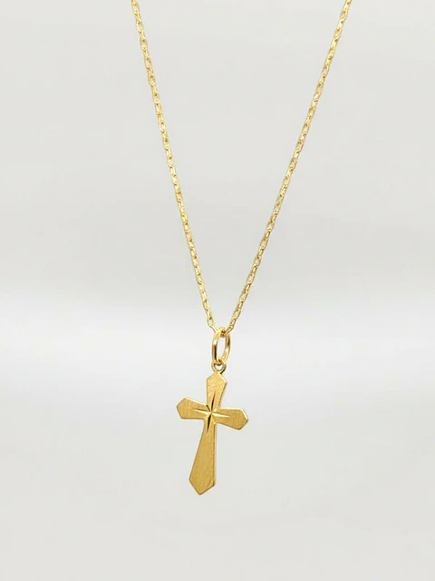 Cadena Devoción con Cruz Esculpida Oro 18k
