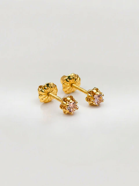 Aros Chatón Italiano Rosa de Francia Chico 4 mm Oro 18k