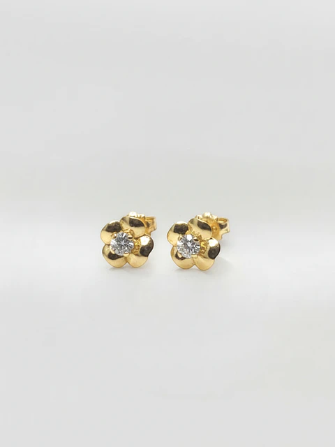 Aros Trébol con Circón de Suerte Oro 18k