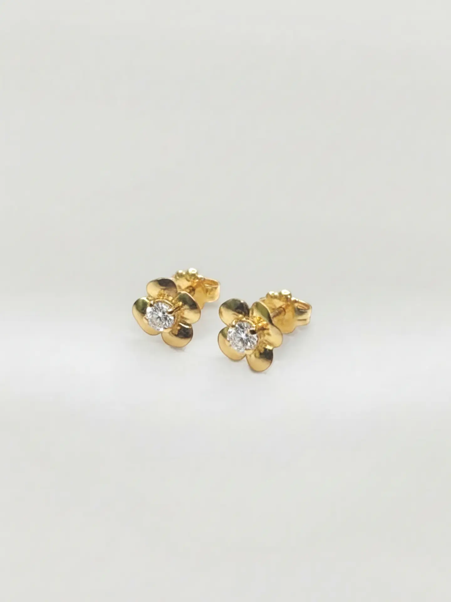 Aros Trébol con Circón de Suerte Oro 18k 4